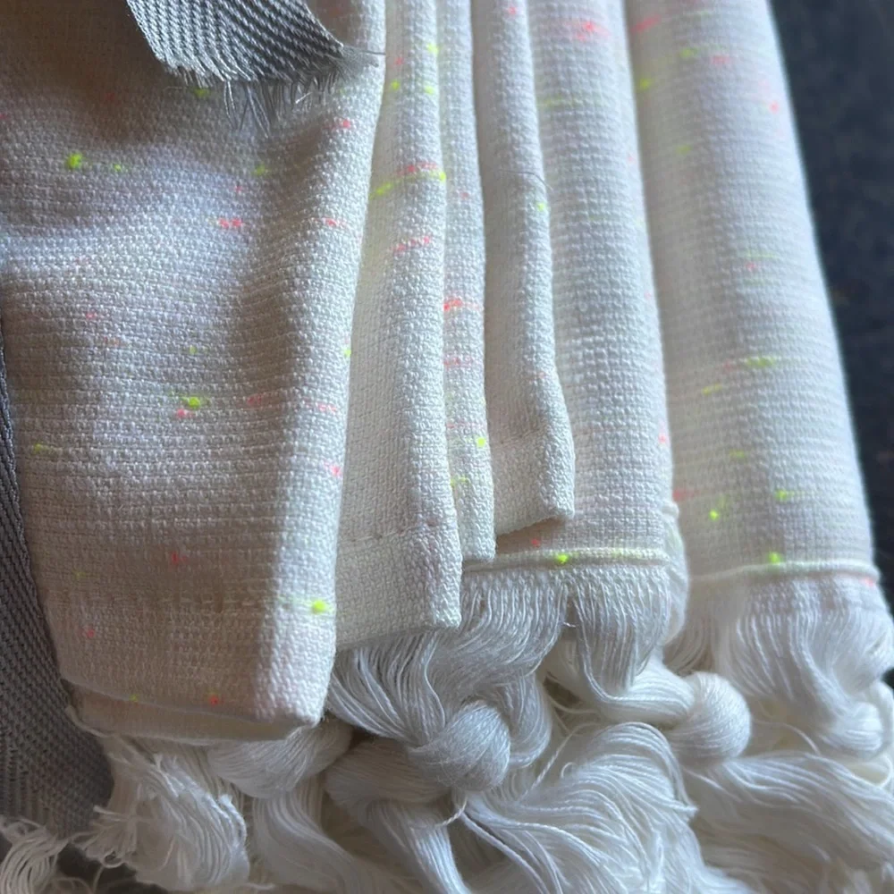 Anthropologie Speckled Turkish White 100% Cotton Towels, Set of 6